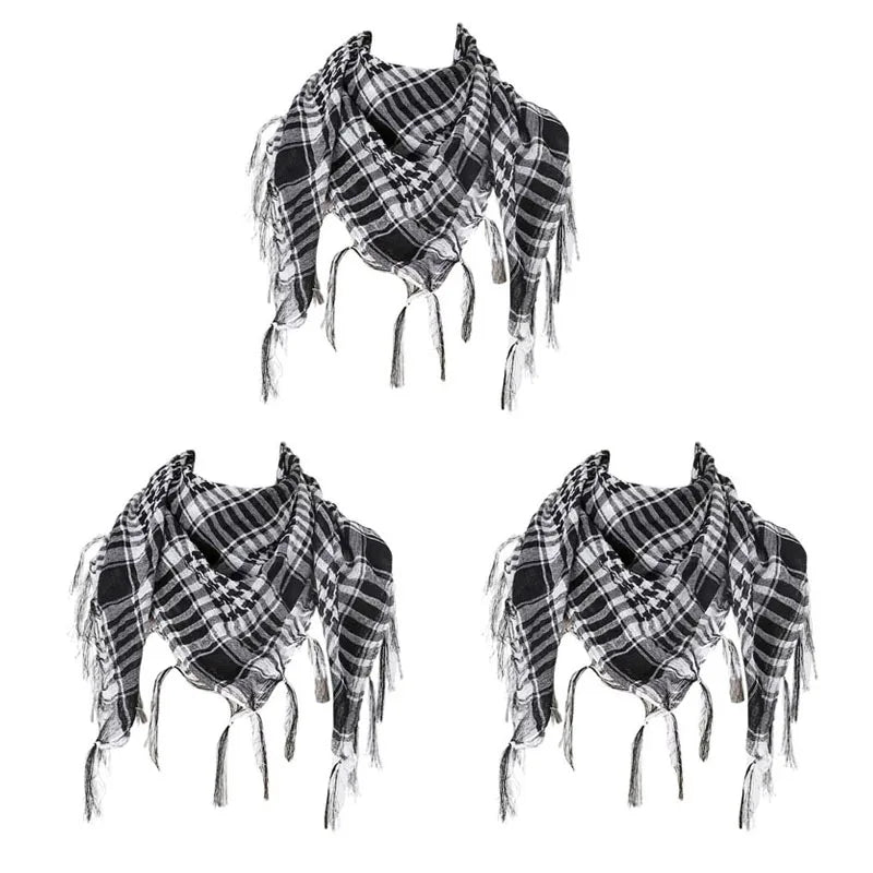 Bufanda de punto tradicional 100x100 cm con flecos para hombre y mujer, cálida y cómoda, de tejido suave para el invierno | Sansoti