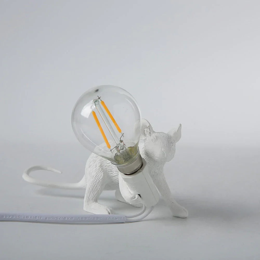 Decorative Mouse Lamp Resin LED Lighting Sitting or Lying White Gold Black Table and Nightstand Lamp for Living Room Bedroom Kids Room | Sansoti