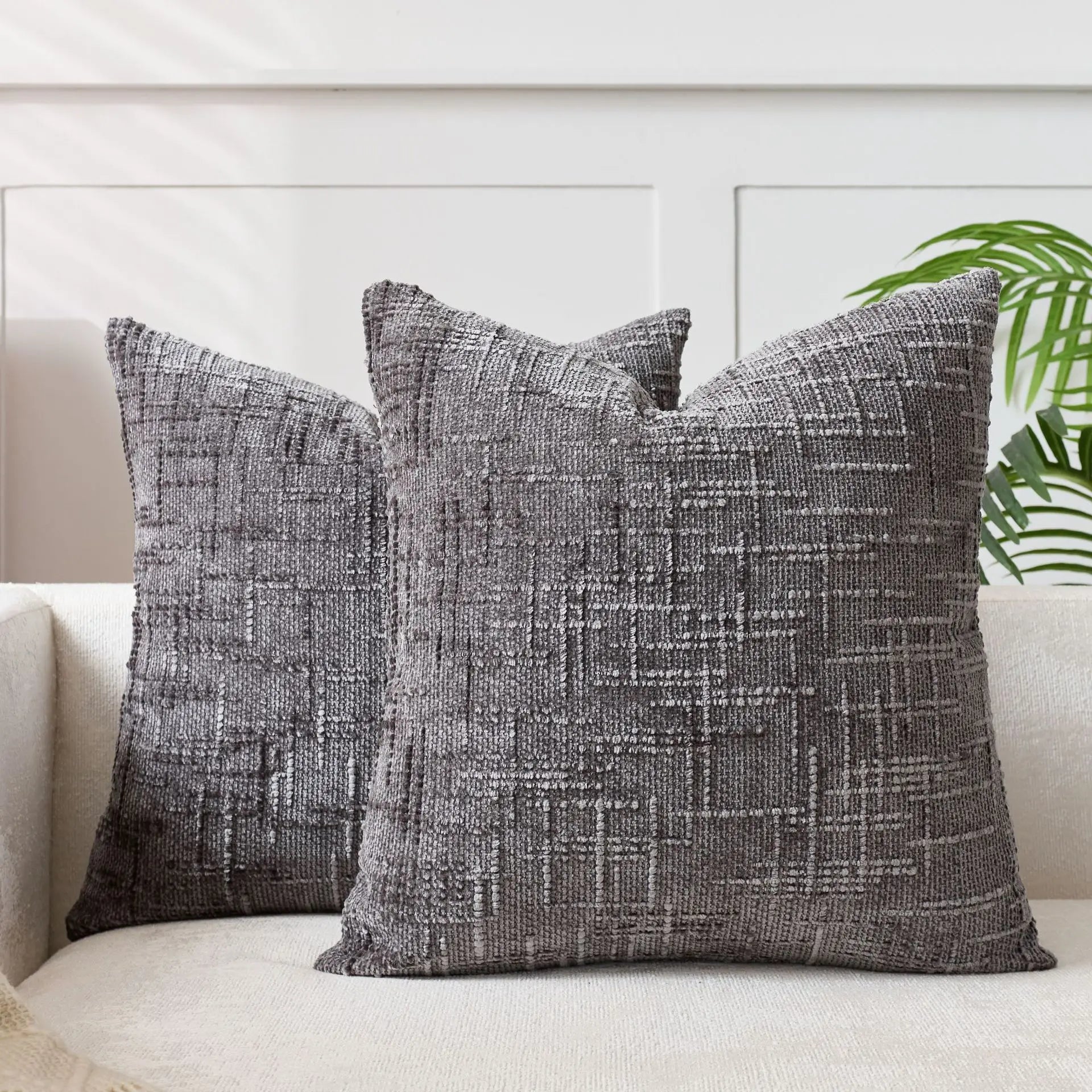 Housse de coussin chenille structure bambou uni 40 45 50cm pour canapé et chambre | Restfield