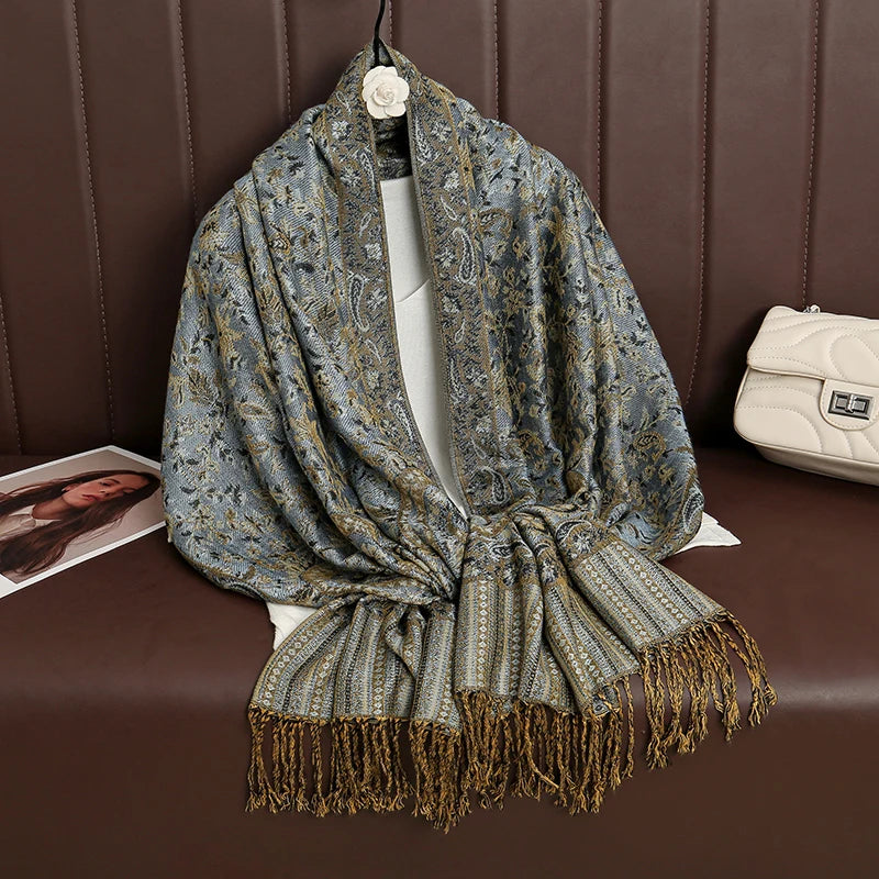 Pashmina Wrap Cashmere-look Women's 70x190cm Soft Winter Scarf Four Seasons Warm Foulard Elegant Scarf | Sansoti