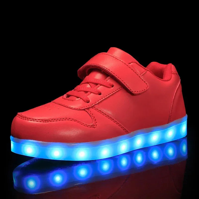 LED Kinderschoenen Sneakers Synthetisch Rubber Roze Met Licht Speelgoed Schoenen Klittenband Verlichting Kinderen | Sansoti