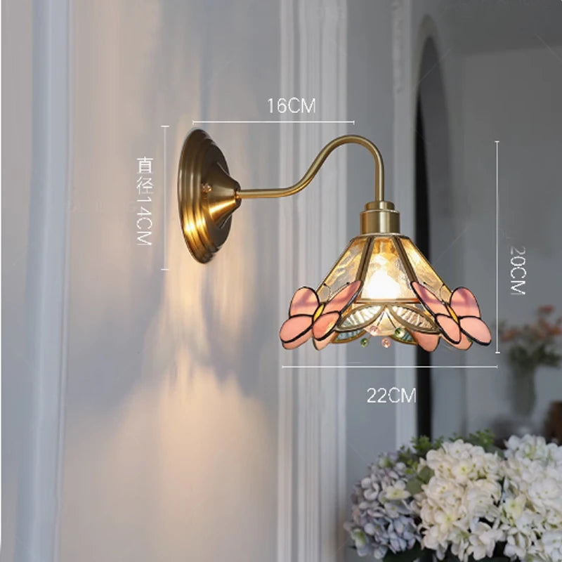 Wandlamp Tiffany Gebrandschilderd Glas Koper E27 Slaapkamer Woonkamer Gang Retro Vintage Wandverlichting Sfeerverlichting Klassiek | Sansoti