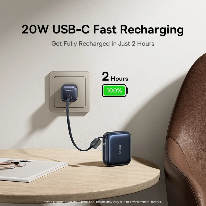 Batterie rechargeable portable 10000mAh 45W de poche avec affichage numérique, batterie externe USB-C pour smartphone et tablette | Sansoti