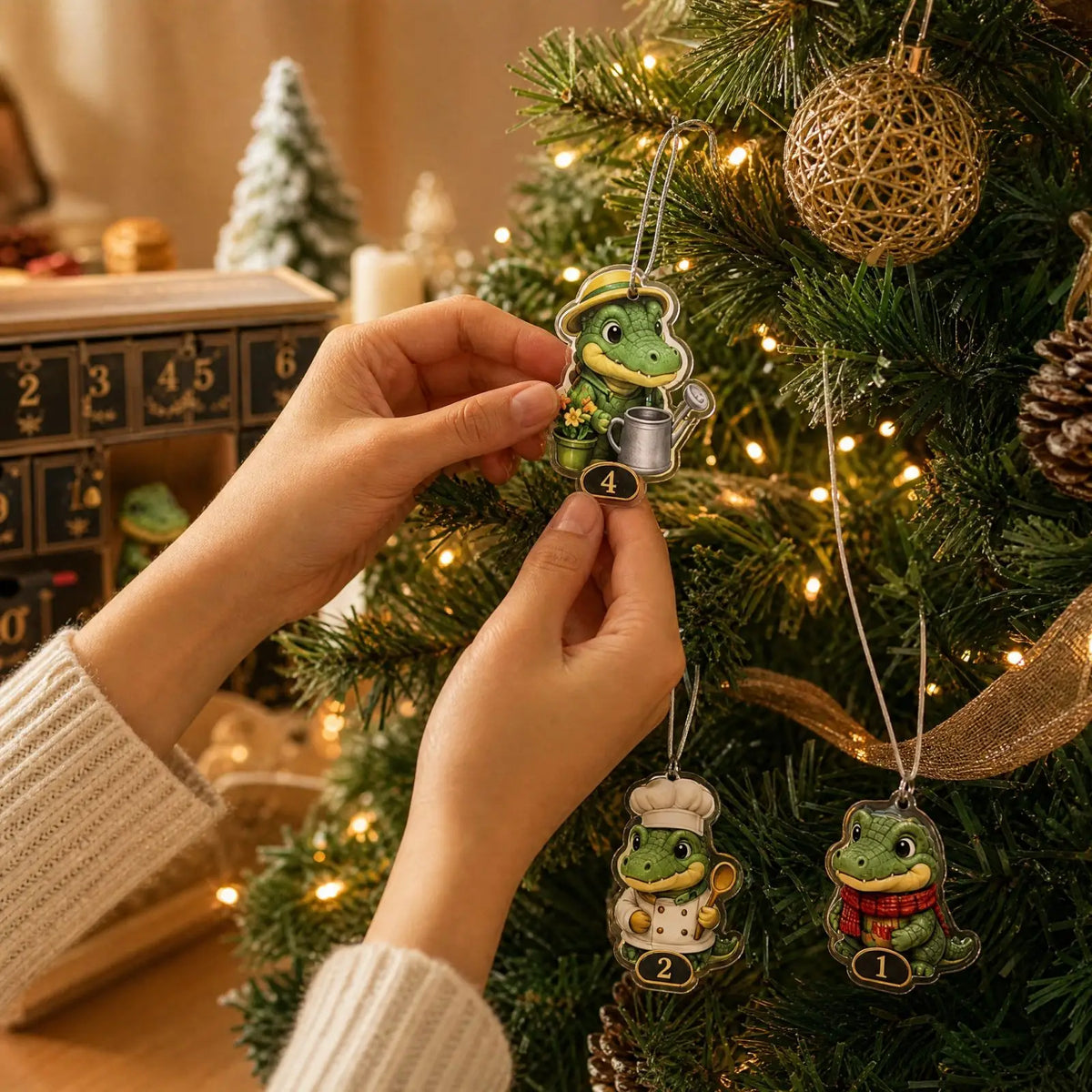 Adventskalender Kerstcountdown 24 Dagen met Hangende Acryl Figuurtjes Kerstversiering Decoratie Aftelkalender | Sansoti