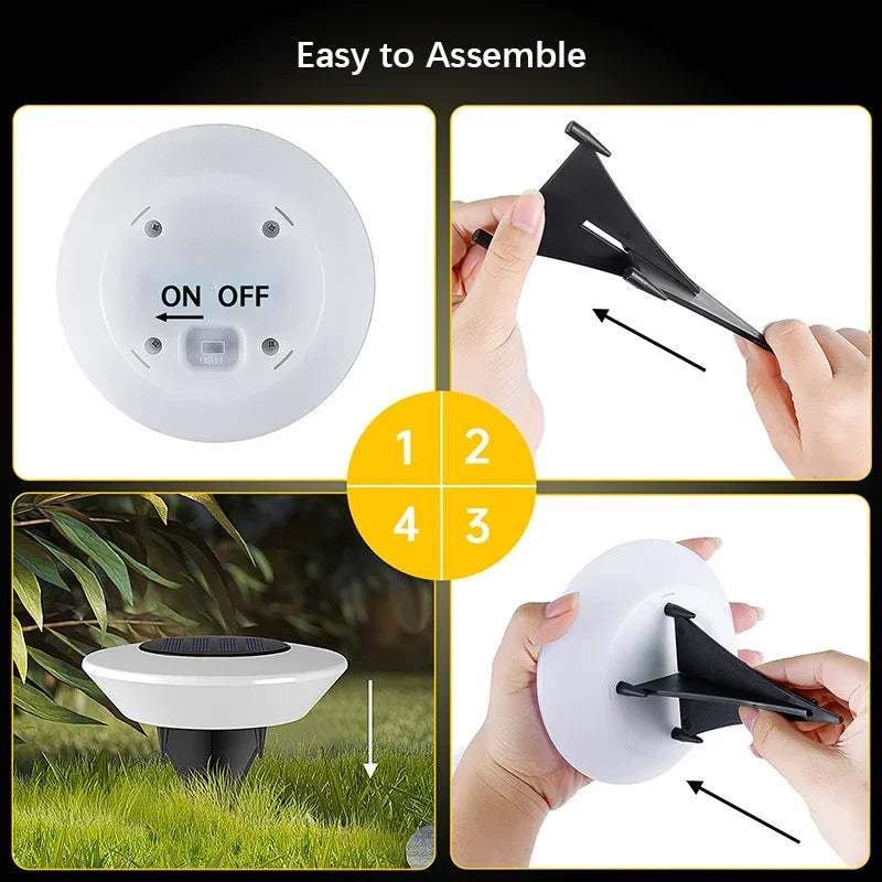 Solar Tuinverlichting 4-delig Set voor Paden en Borders Weervast LED Buitenlampen Automatisch Dag-Nacht Sensor Zwart | Sansoti
