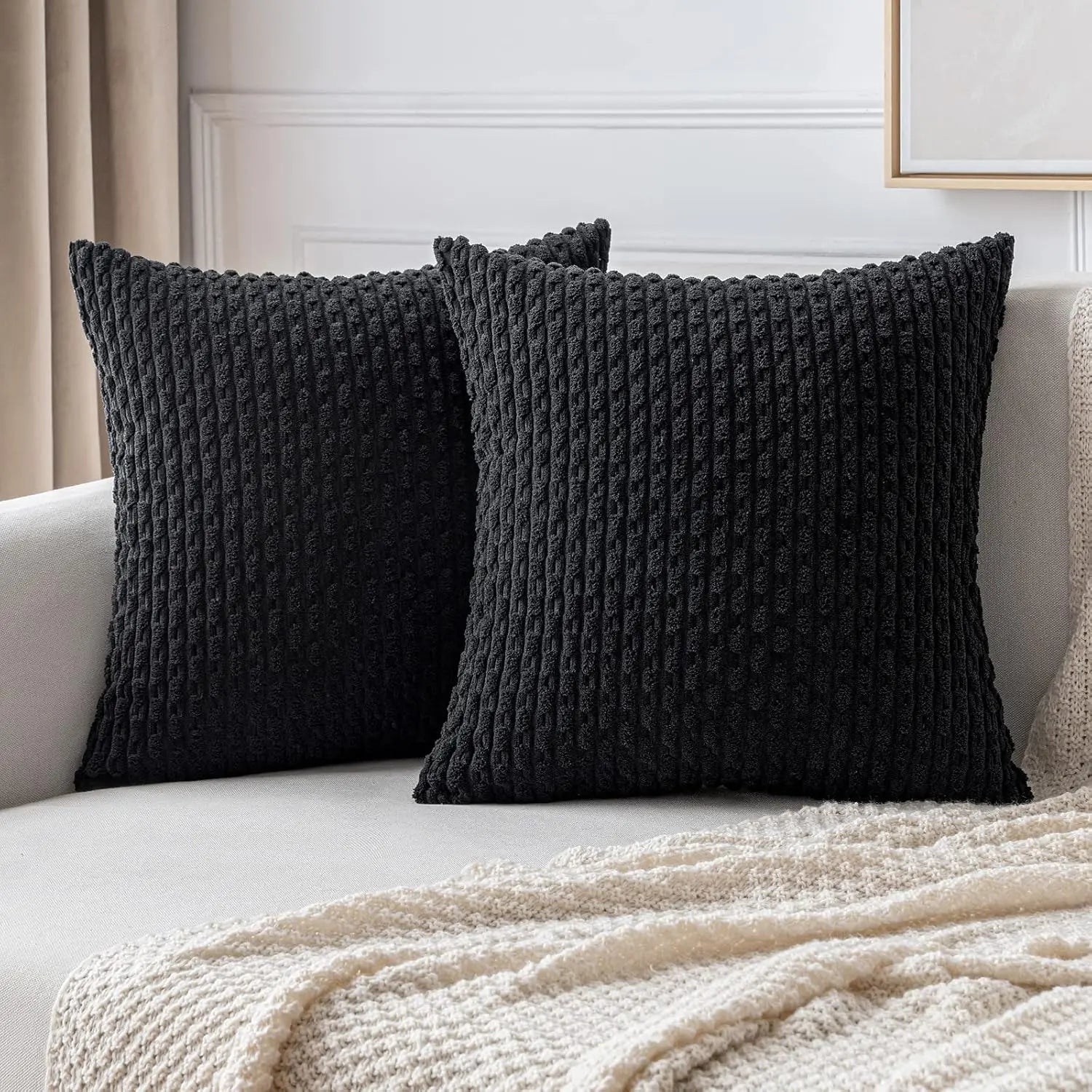 Ribfluwelen Sierkussen Geribbeld 45x45cm Voor Bank En Bed | Sansoti