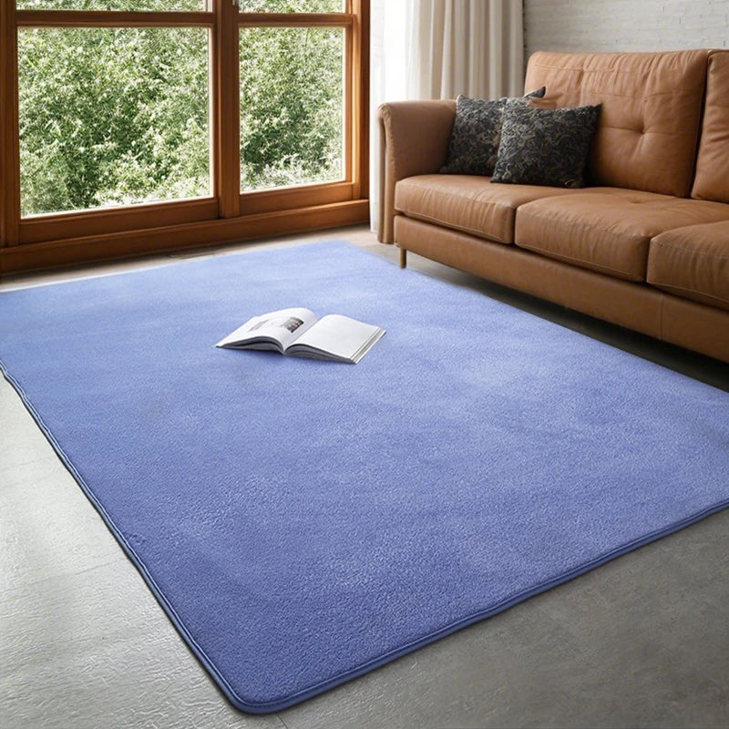 Tapis en velours corail antidérapant rectangulaire, doux et moelleux, pour salon et chambre à coucher, style scandinave | Sansoti