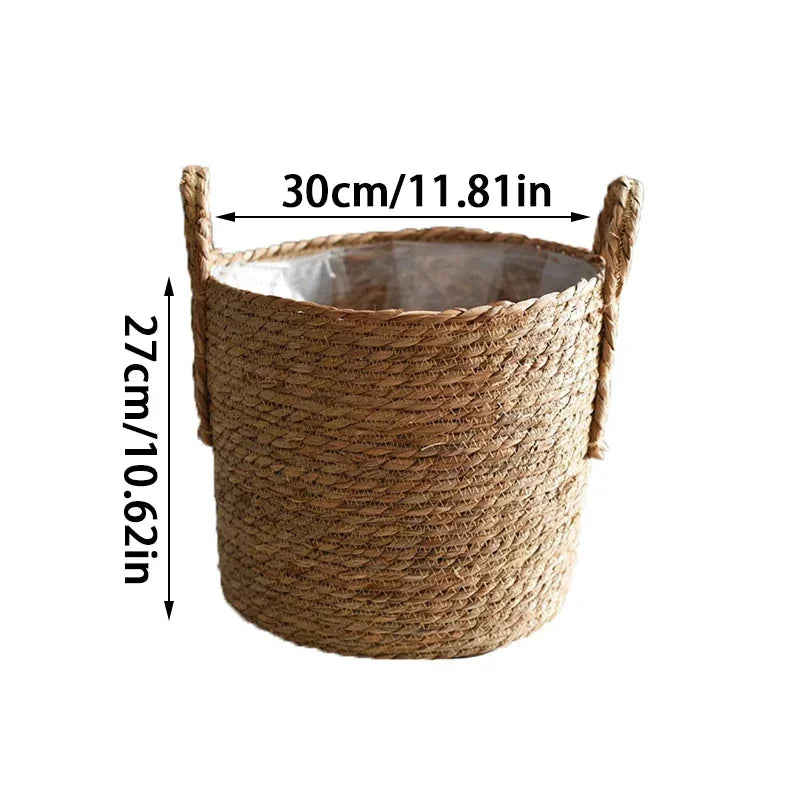 Plantenmand Gevlochten Zeegras Naturel S-L Woonkamer Balkon Handgemaakt Bloempot Mand Rotan Binnen Boho Decoratie | Sansoti
