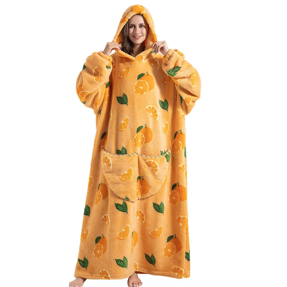 Sherpa Fleece Deken met Mouwen en Capuchon 140cm Draagbare Oversized Huisdeken XXL Comfortabel Warme Deken | Sansoti
