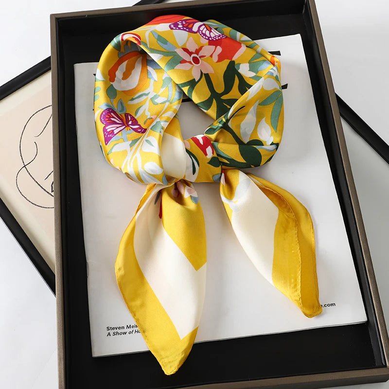 Square Satin Scarf 70x70 cm Women's Headband Neck Scarf Hijab Headband Soft Polyester Elegant Stylish | Sansoti
