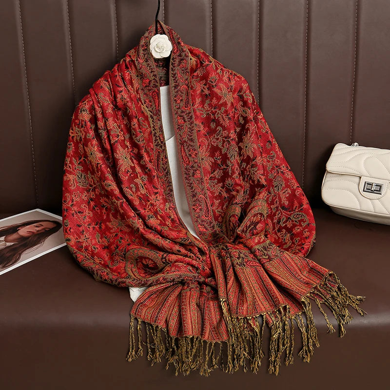 Pashmina Wrap Cashmere-look Women's 70x190cm Soft Winter Scarf Four Seasons Warm Foulard Elegant Scarf | Sansoti
