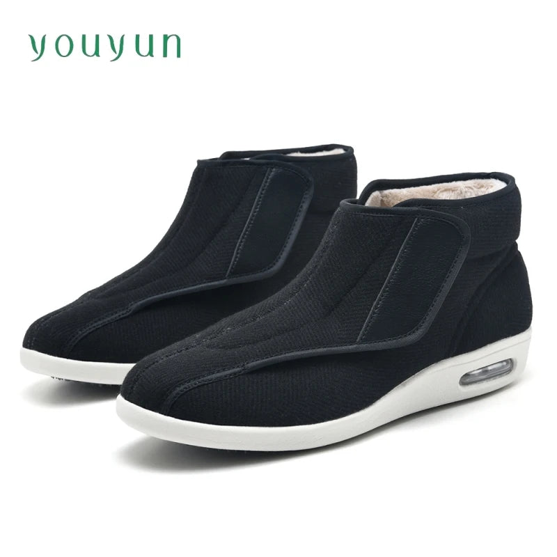 Winter hoge wandelschoenen voor casual ouderen Super brede diabetesschoenen voor heren en dames Verstelbare orthopedische wandelschoenen voor ouderen