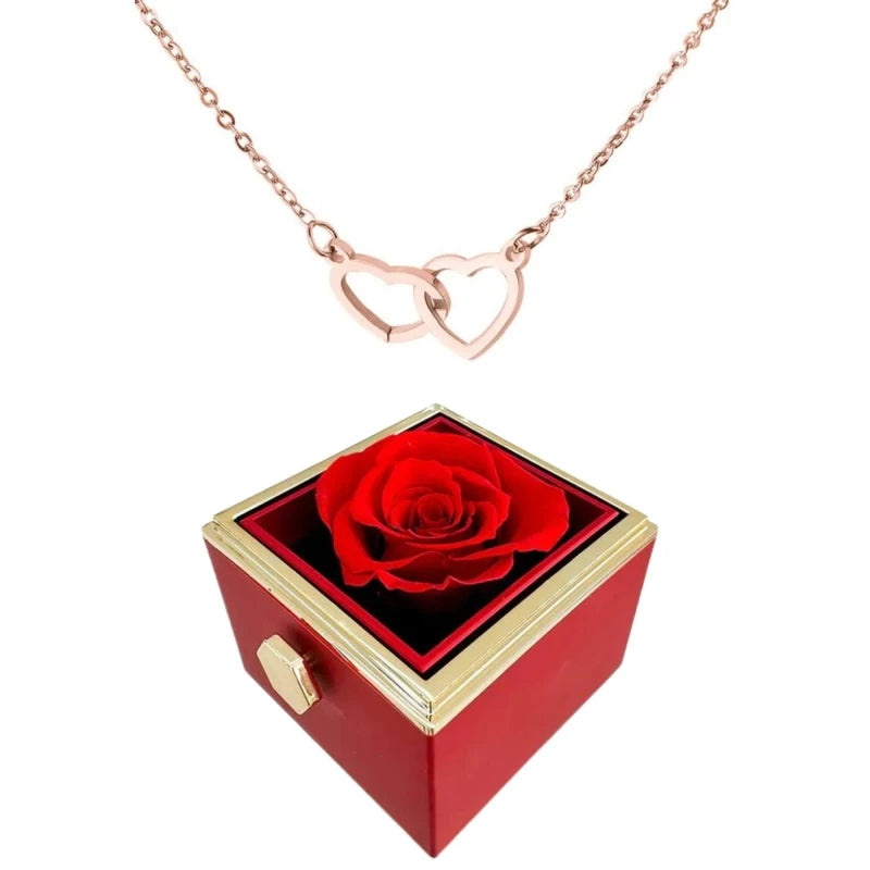 Hartvormige Ketting Twee Harten Titanium Staal Vrouwen Romantisch Sieraad Goud Zilver Rosé Geschenkdoos | Sansoti