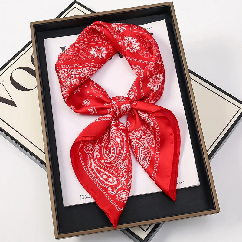 Square Satin Scarf 70x70 cm Women's Headband Neck Scarf Hijab Headband Soft Polyester Elegant Stylish | Sansoti
