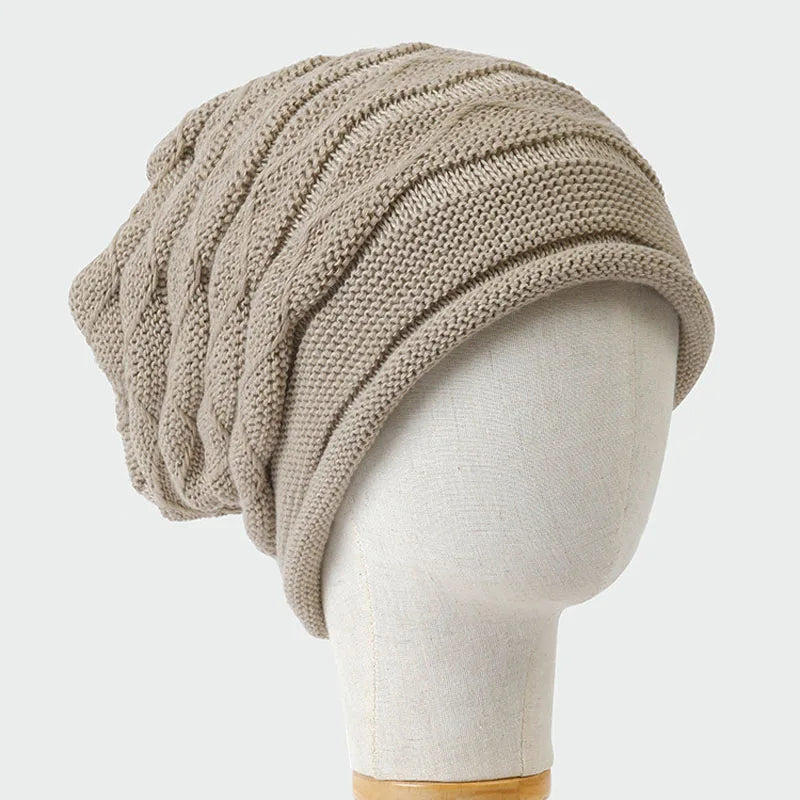 Bonnet slouchy tricoté unisexe, bonnet d’hiver extensible en acrylique, bonnet pour femmes et hommes, couvre-chef décontracté pour l’extérieur | Sansoti