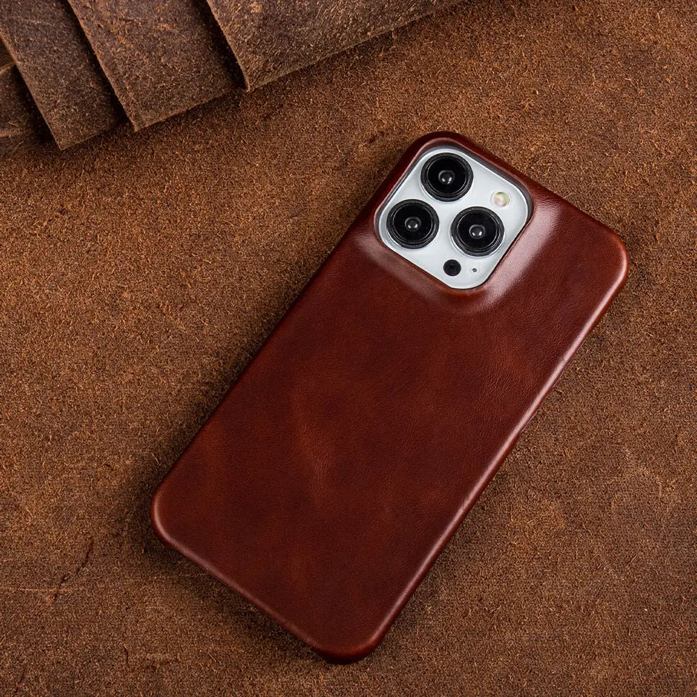 Lederhülle für iPhone aus Rindsleder Schutzhülle Handgefertigter Vintage-Stil Hochwertiger Halt Strapazierfähiges Design | Sansoti