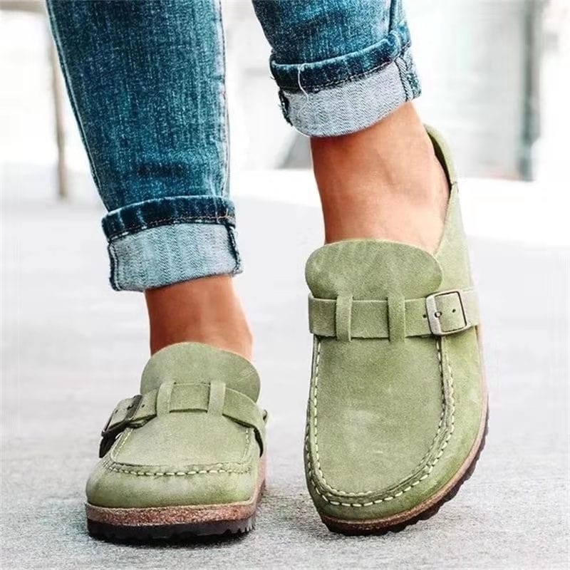 Retro Suède Slippers met Comfortabel Voetbed Zwart Groen Khaki Oranje Paars Maat 35-42 Dames Heren Unisex | Sansoti