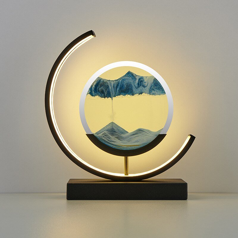 Lampe de table LED acrylique pivotante paysage de sable noir salon chambre lampe d'ambiance lampe de chevet lampe décorative | Restfield