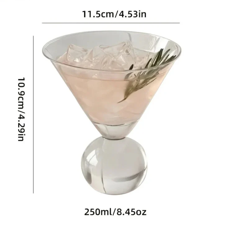 Kristallen Wereldbol Martiniglas – Elegante Cocktailglas met Globe Vorm voor Martini – Handslijpbare Glasstructuur | Sansoti