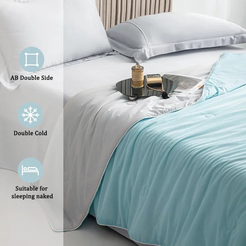 Kühldecke Eis-Seide Wendedesign 150x200cm 200x230cm Sommer Kühlende Decke Leicht Atmungsaktiv Schlafzimmer Wärmeregulierend Steppdecke | Restfield