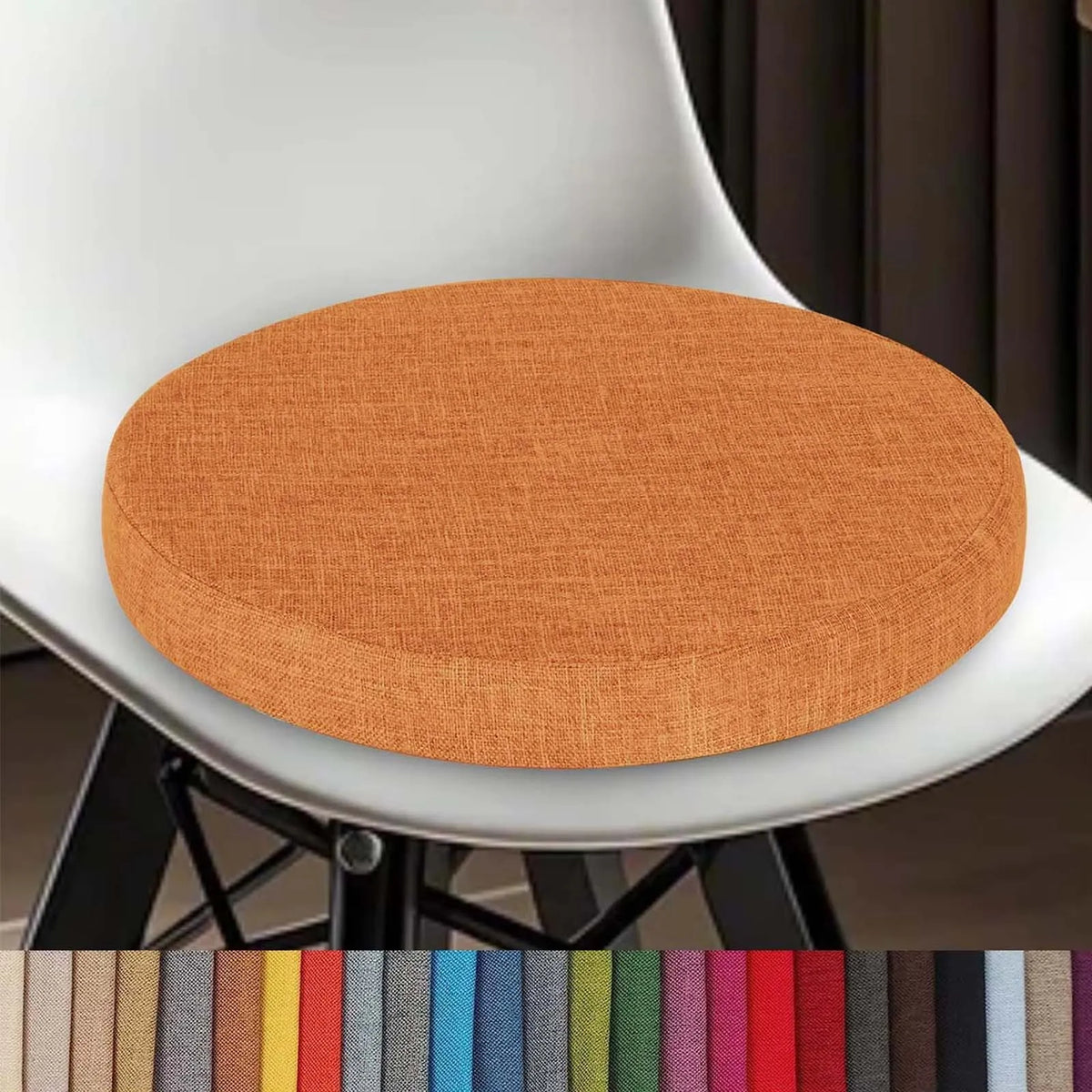 Cojín redondo de algodón y lino lavable con cremallera, 30-60 cm, para comedor, taburete de bar, cocina, oficina y silla de jardín | Sansoti