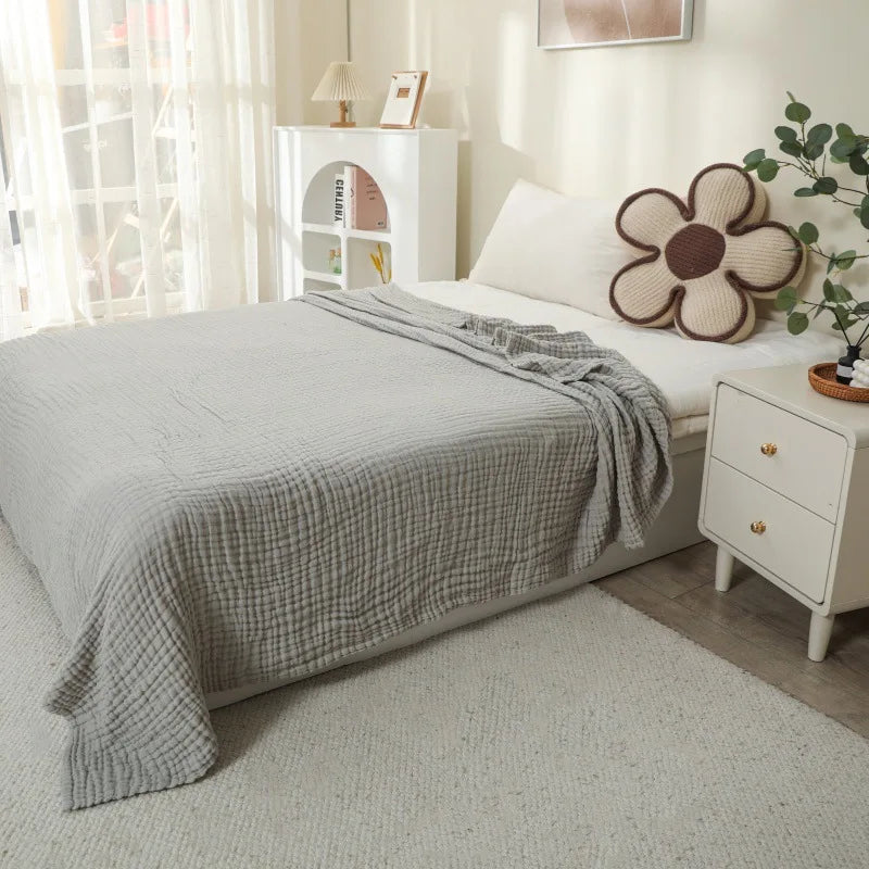 Musselin-Karodecke aus sechs Lagen Baumwolle, weich und atmungsaktiv, 198x229cm, für Bett und Sofa im Wohnzimmer, ganzjähriger Komfort und Wärme | Sansoti