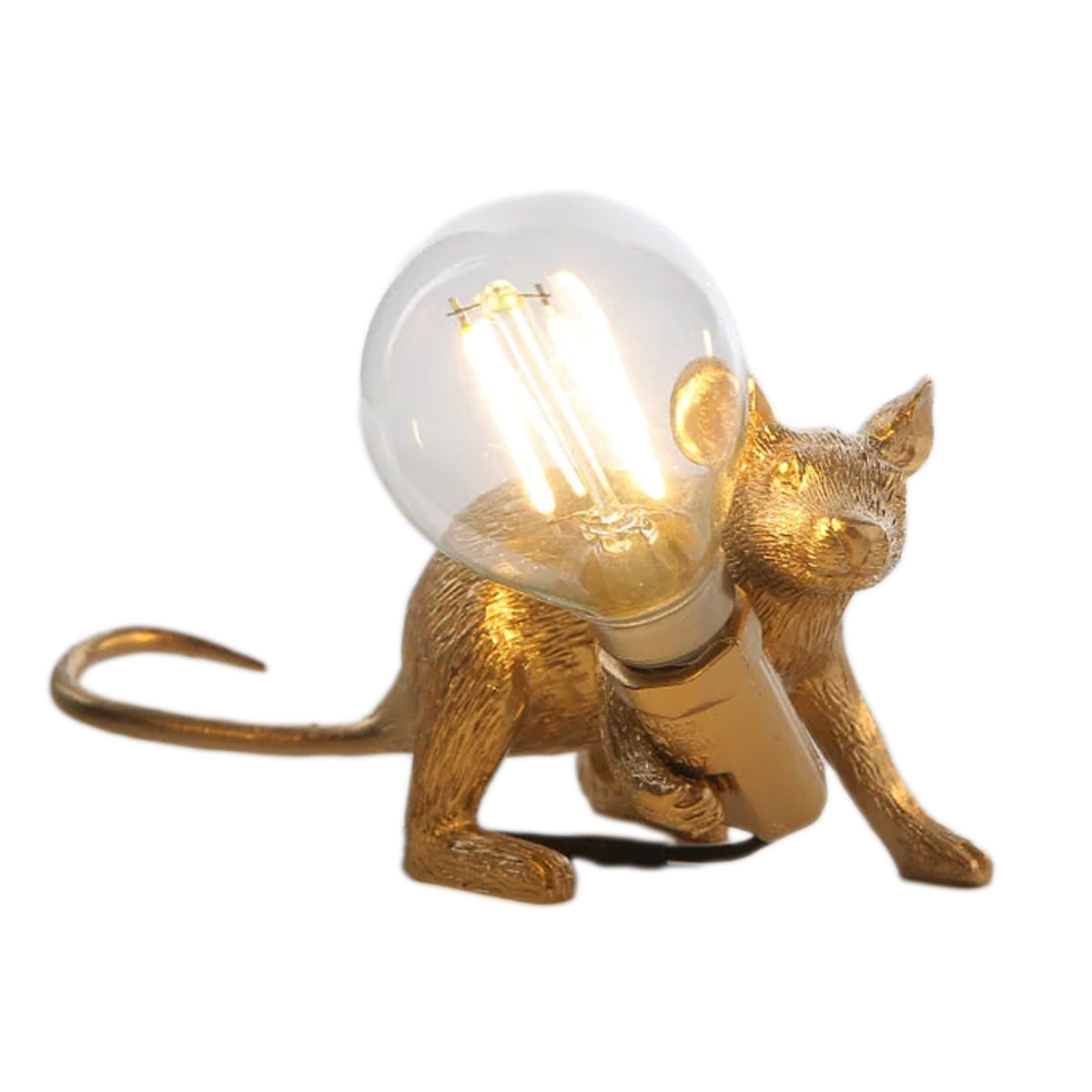 Decorative Mouse Lamp Resin LED Lighting Sitting or Lying White Gold Black Table and Nightstand Lamp for Living Room Bedroom Kids Room | Sansoti