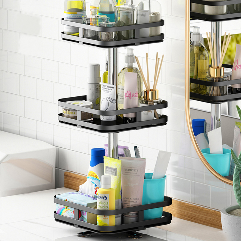 360° Rotating Storage System with Adjustable Shelves for Kitchen Bathroom Workspace Office Organization | Sansoti