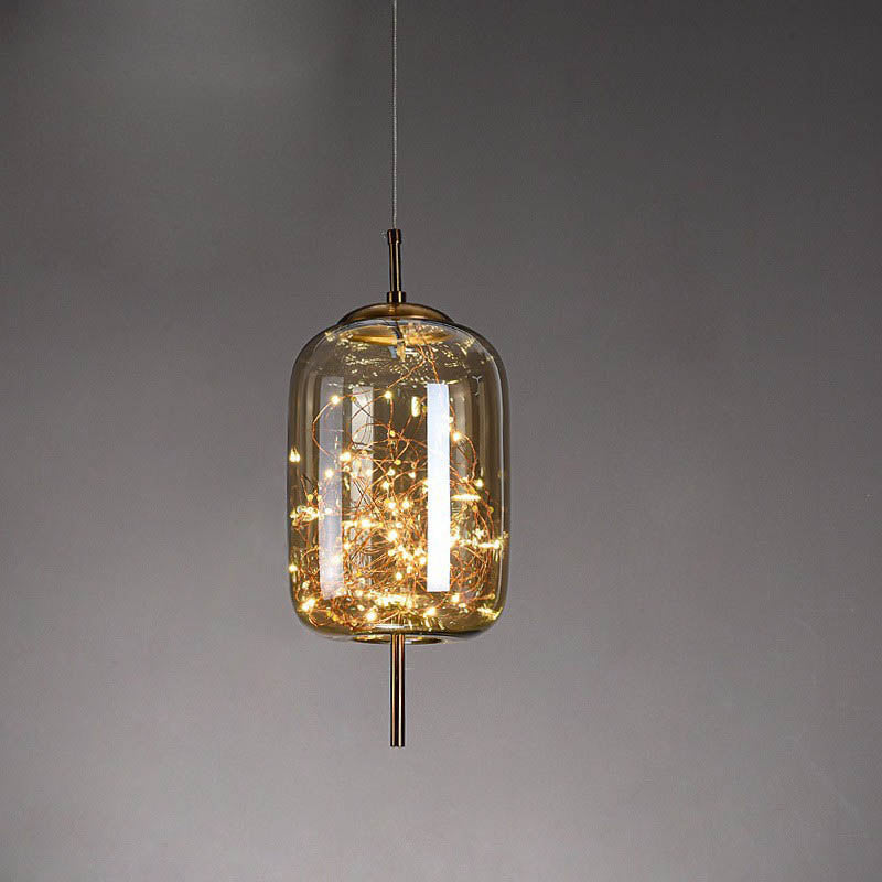 Glazen LED Hanglamp met Warm Scandinavisch Design – Amber of Grijs 24W | Sansoti