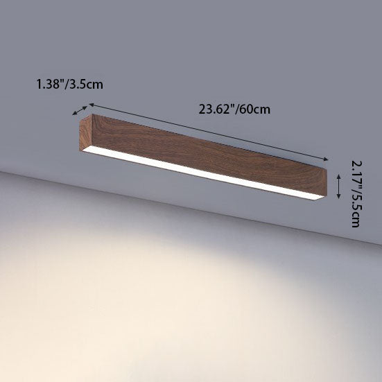 Plafonnier LED Bois Allongé Aluminium Salon Chambre 60cm 100cm 120cm LED Intégré Lampe Linéaire Plafonnier en Bois Japandi | Restfield
