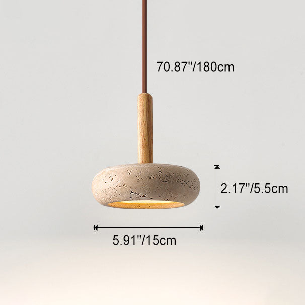 Zen Hanglamp met Natuursteen Kap en Houten Accent – Scandinavisch Design met Geïntegreerde LED | Sansoti