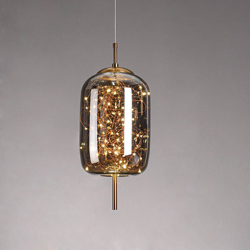 Glazen LED Hanglamp met Warm Scandinavisch Design – Amber of Grijs 24W | Sansoti