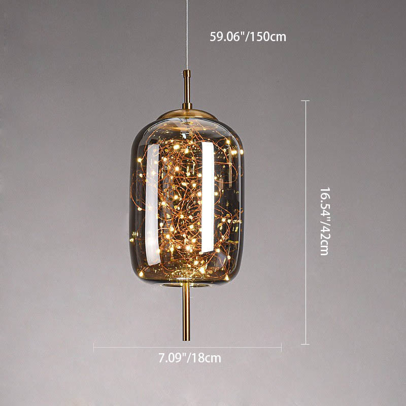 Glazen LED Hanglamp met Warm Scandinavisch Design – Amber of Grijs 24W | Sansoti