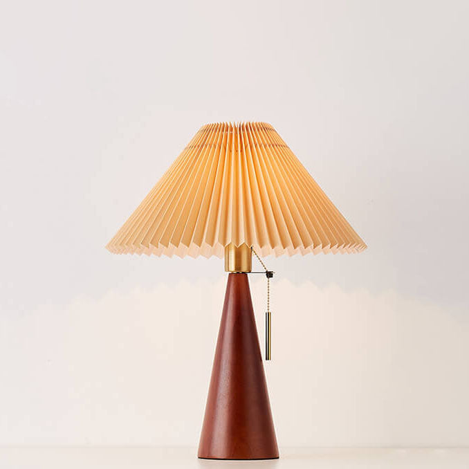 Tafellamp Hout Geplooide Stof Kap E26 35x48cm Dimbaar Japans Slaapkamer Woonkamer | Sansoti