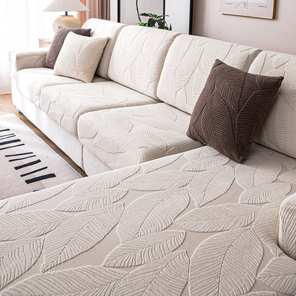Wasserabweisender Sofabezug mit Blattmuster - Stretch-Jacquard aus Samt - Kratzschutz-Möbelschutz | Sansoti