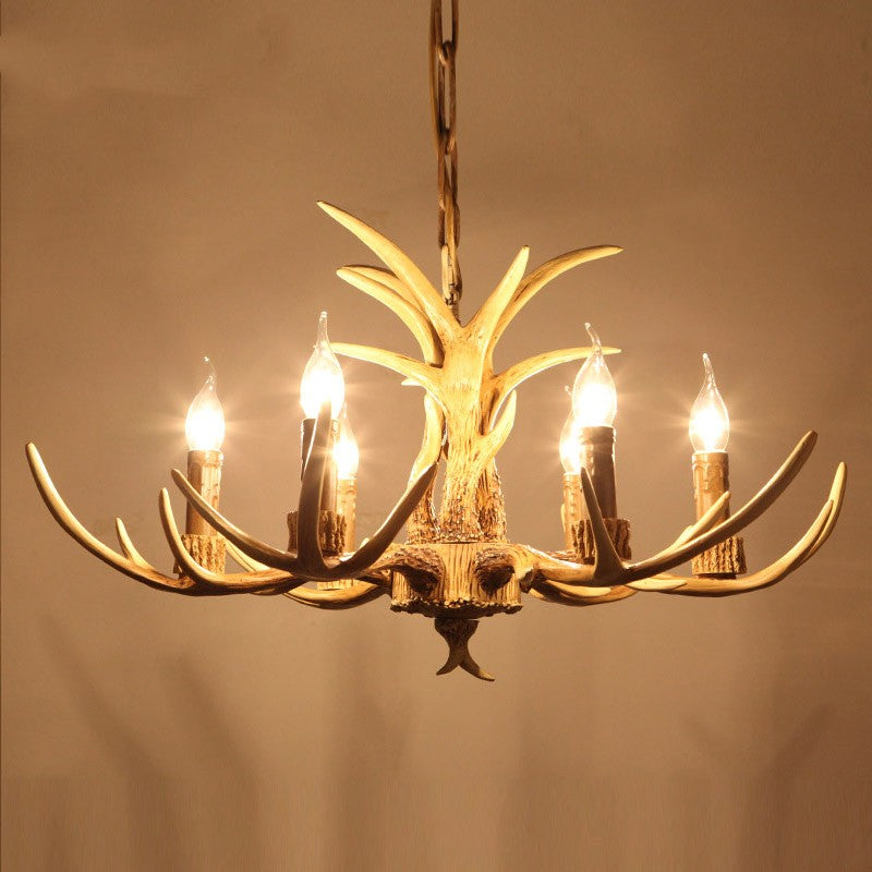Resin Art Chandelier Metal Antler-Shaped Pendant Light for Living Room Dining Room Rustic Romantic Design | Sansoti