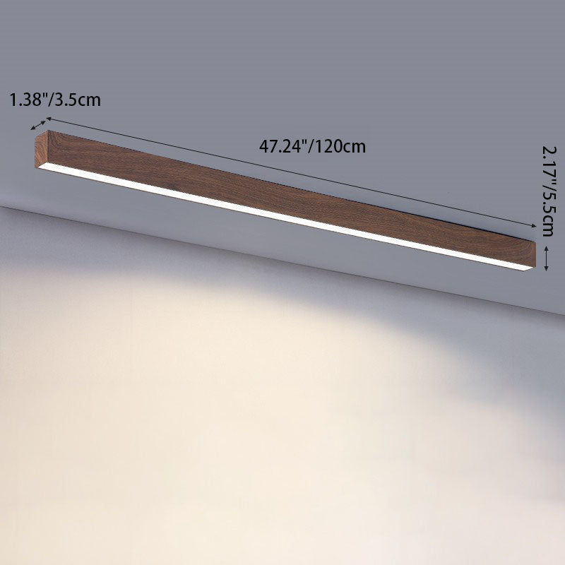 Plafonnier LED Bois Allongé Aluminium Salon Chambre 60cm 100cm 120cm LED Intégré Lampe Linéaire Plafonnier en Bois Japandi | Restfield