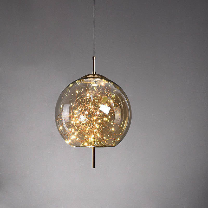 Glazen LED Hanglamp met Warm Scandinavisch Design – Amber of Grijs 24W | Sansoti