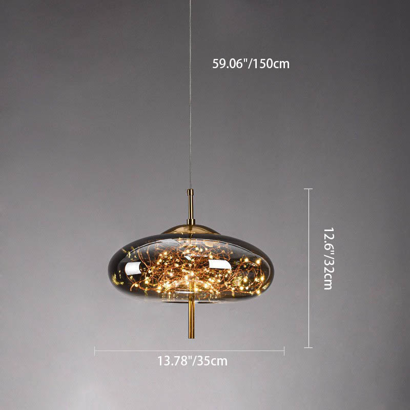 Glazen LED Hanglamp met Warm Scandinavisch Design – Amber of Grijs 24W | Sansoti