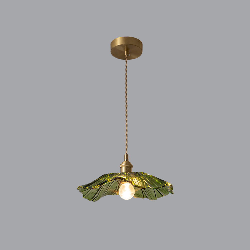 Glas-Blumen-Decken- und Hängeleuchte mit Messing-Innenlicht im Retro-Design für Esszimmer und Schlafzimmer | Sansoti