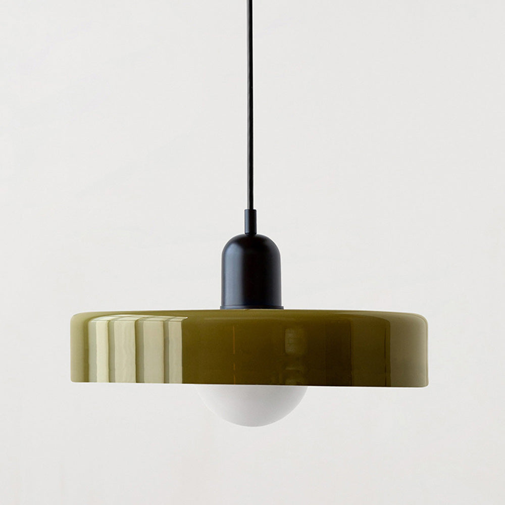Glazen Hanglamp Bauhausstijl Gekleurd Glas Rond Ø25-35cm E27 Verstelbaar Eettafel Plafondlamp Retro Design | Sansoti