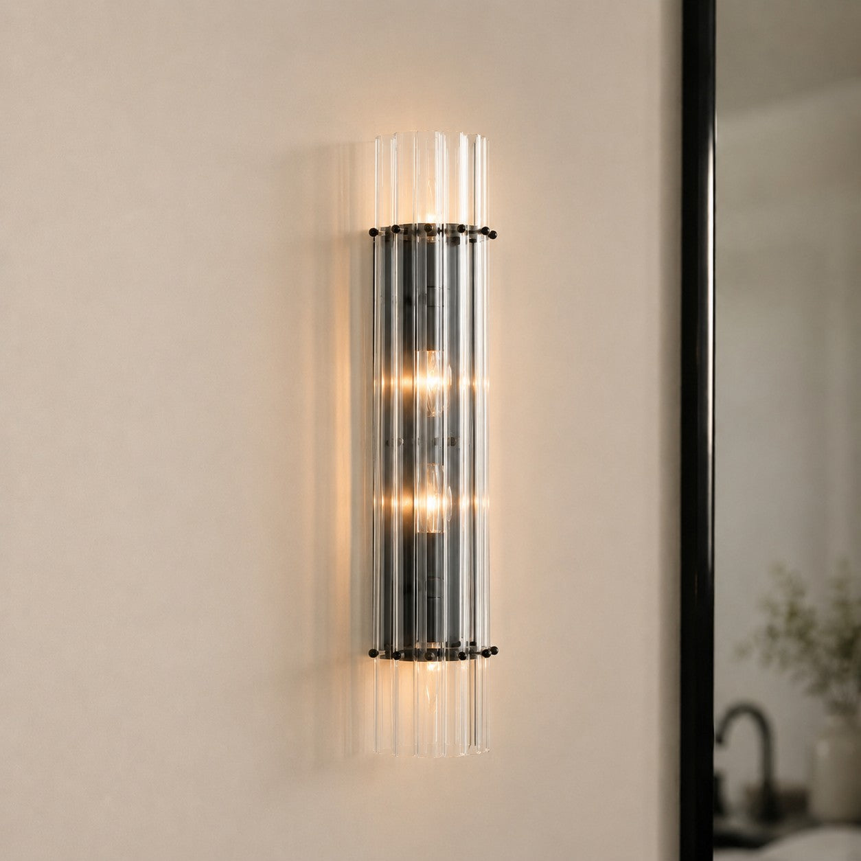 Kristallen Wandlamp met Dubbele Lichtbundel - Elegante Buitenlichtstrip voor Slaapkamer - Interieurverlichting met Glanzende Kristallen | Sansoti