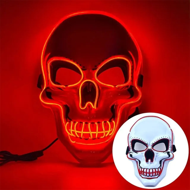 Illuminated Skull Mask LED Full-Face Horror Halloween Carnival Cosplay Party Masquerade Accessory | Sansoti