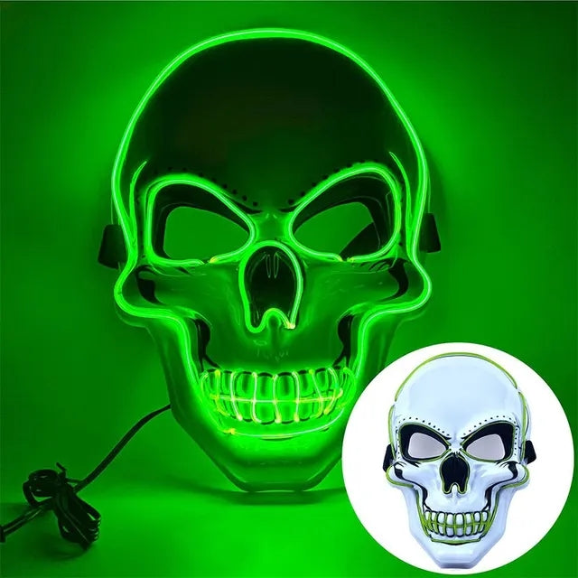Illuminated Skull Mask LED Full-Face Horror Halloween Carnival Cosplay Party Masquerade Accessory | Sansoti