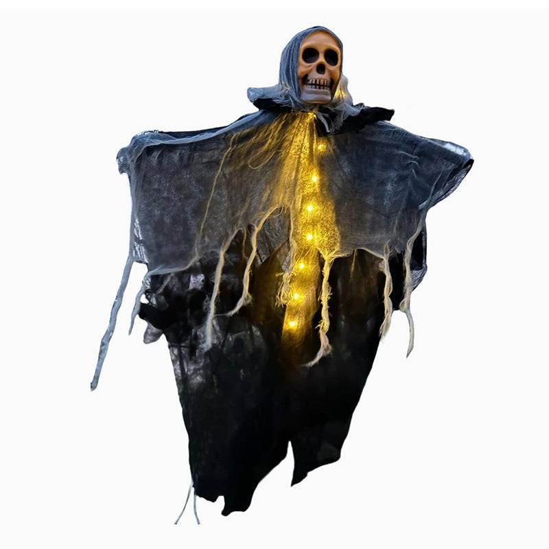 Light-Up Hanging Ghost with Skull and Mesh for Halloween Garden Porch Party Spooky Atmosphere Outdoor | Sansoti