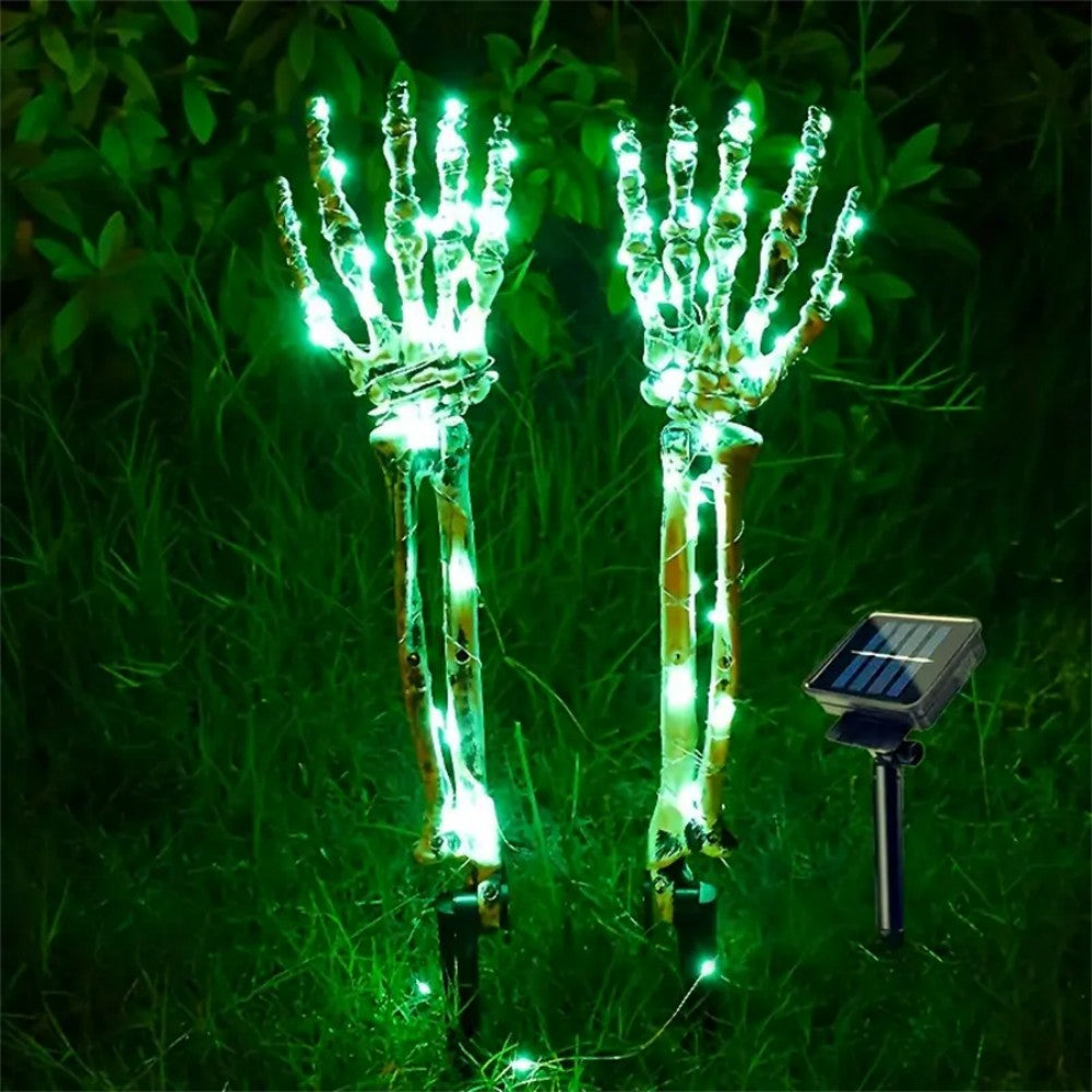 Solar Skeleton Hand Garden Light Halloween Outdoor Decoration with Skull and LED Lights for Garden or Patio | Sansoti