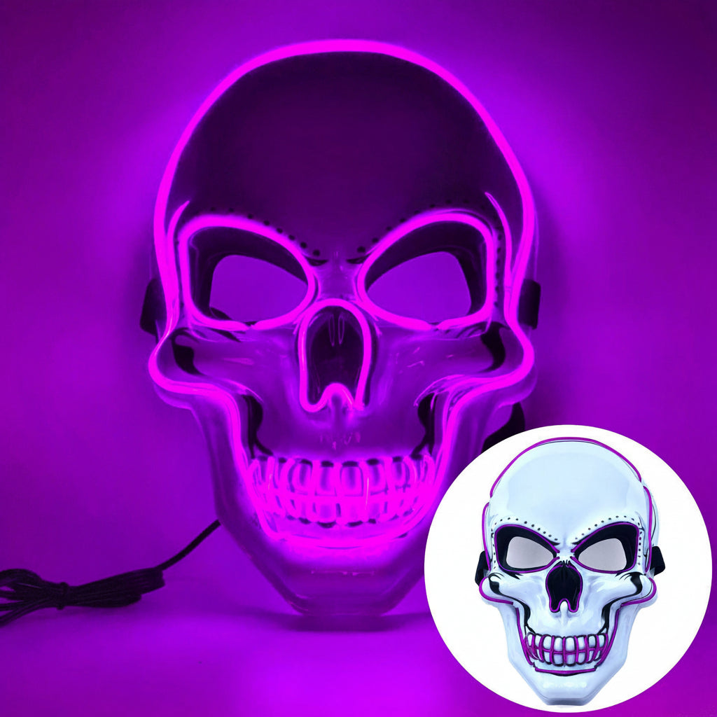 Illuminated Skull Mask LED Full-Face Horror Halloween Carnival Cosplay Party Masquerade Accessory | Sansoti