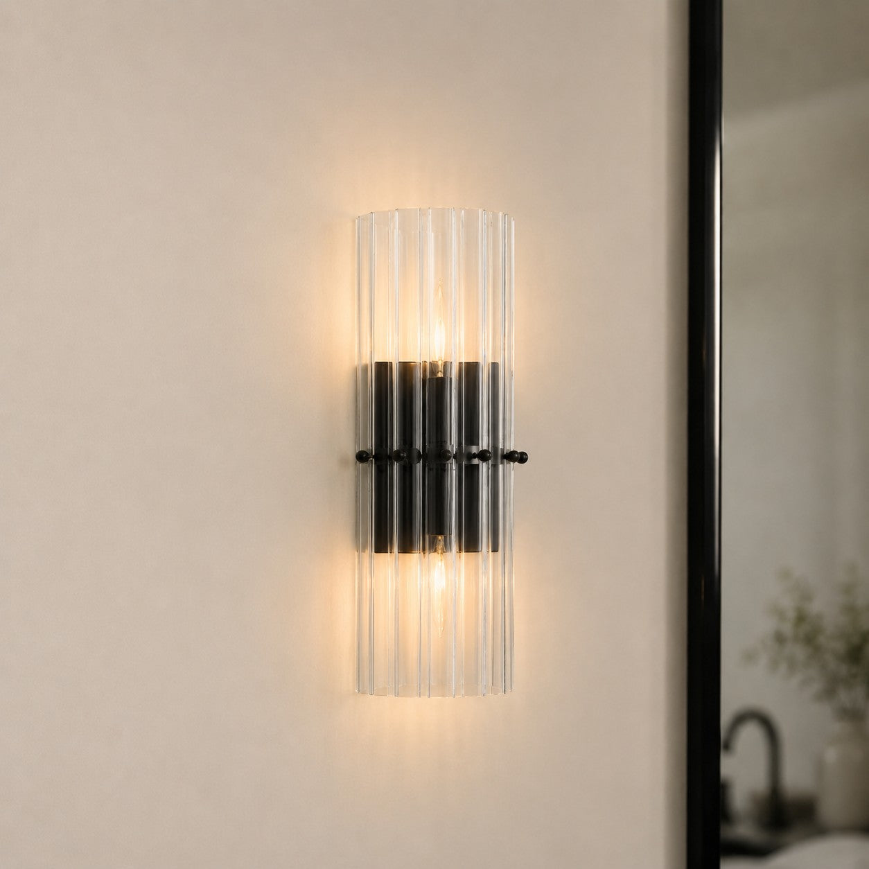 Kristallen Wandlamp met Dubbele Lichtbundel - Elegante Buitenlichtstrip voor Slaapkamer - Interieurverlichting met Glanzende Kristallen | Sansoti