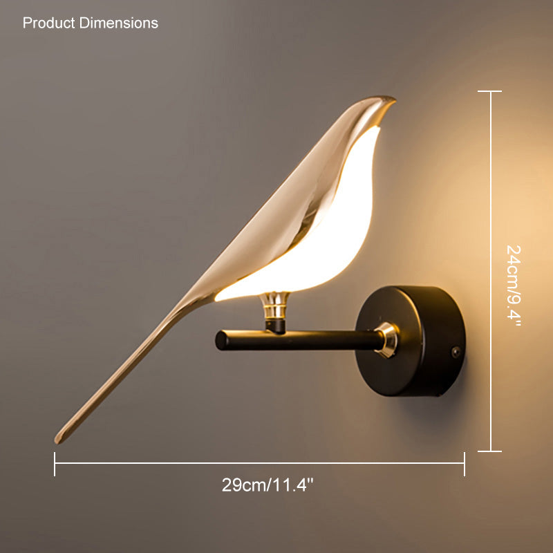 Applique Murale Oiseau Or Noir Métal LED Blanc Chaud Chambre Hall Décoratif | Restfield
