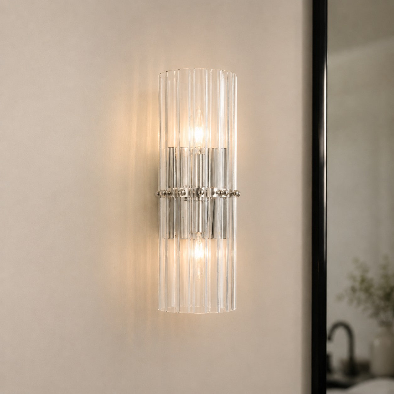 Kristallen Wandlamp met Dubbele Lichtbundel - Elegante Buitenlichtstrip voor Slaapkamer - Interieurverlichting met Glanzende Kristallen | Sansoti